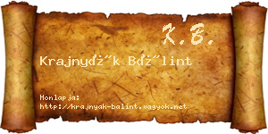 Krajnyák Bálint névjegykártya